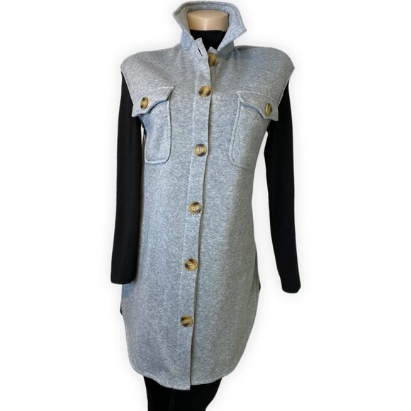Light Gray Flap Pocket Vest Coat - Picture 5 of 8